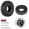 BRCatWPark RC 1.0" Beadlock Wheels and Tires for 1/18 TRX4M,1/24 SCX24 RC Crawler Car,4PCS Alloy Aluminium 1.0 Wheels Rims & Rubber Tires,Black view 2