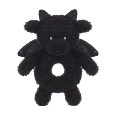 Apricot Lamb Dragon Rattle Soft Baby Rattle for Boys and Girls, Plush Stuffed Animal Rattle Toy Lovey for The Newborn, 0-3 Months, 0-6 Months and Above, 4.8 Inches (Black)