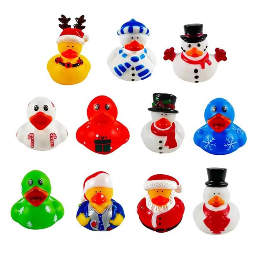 12pcs Assorted Rubber Duck Christmas Duck Toys,Small Rubber Ducks in Bulk Baby Shower Bath Toy for Kids Toddler Birthday Halloween Party Favors Stocking Stuffers Classroom Incentives