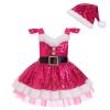 ABEWIP Baby Girls Dalmatian Cow Puppy Dog Tutu Dress Toddlers Santa Romper Dress Infants Halloween Dress up Outfit with Headband Halloween Birthday Party Dress Up for Kids Rose 6-9M view 1