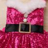 ABEWIP Baby Girls Dalmatian Cow Puppy Dog Tutu Dress Toddlers Santa Romper Dress Infants Halloween Dress up Outfit with Headband Halloween Birthday Party Dress Up for Kids Rose 6-9M view 4