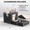 ZLCA MTG Commander Deck Box with Display Window, Deck Box Holds 100 Double-Sleeved with Dice Tray & 35pt Magnetic Card Holder(Black& Gold) view 2