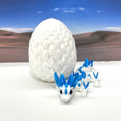 3D Printed Baby Dragon with Dragon Egg, Articulated Clover, Crystal, Easter, Gemstone, Orchid, Rose, Sushi Woodland Baby Dragon, Fidget ADHD Autism Toy BD007WB-WE (Easter Dragon)