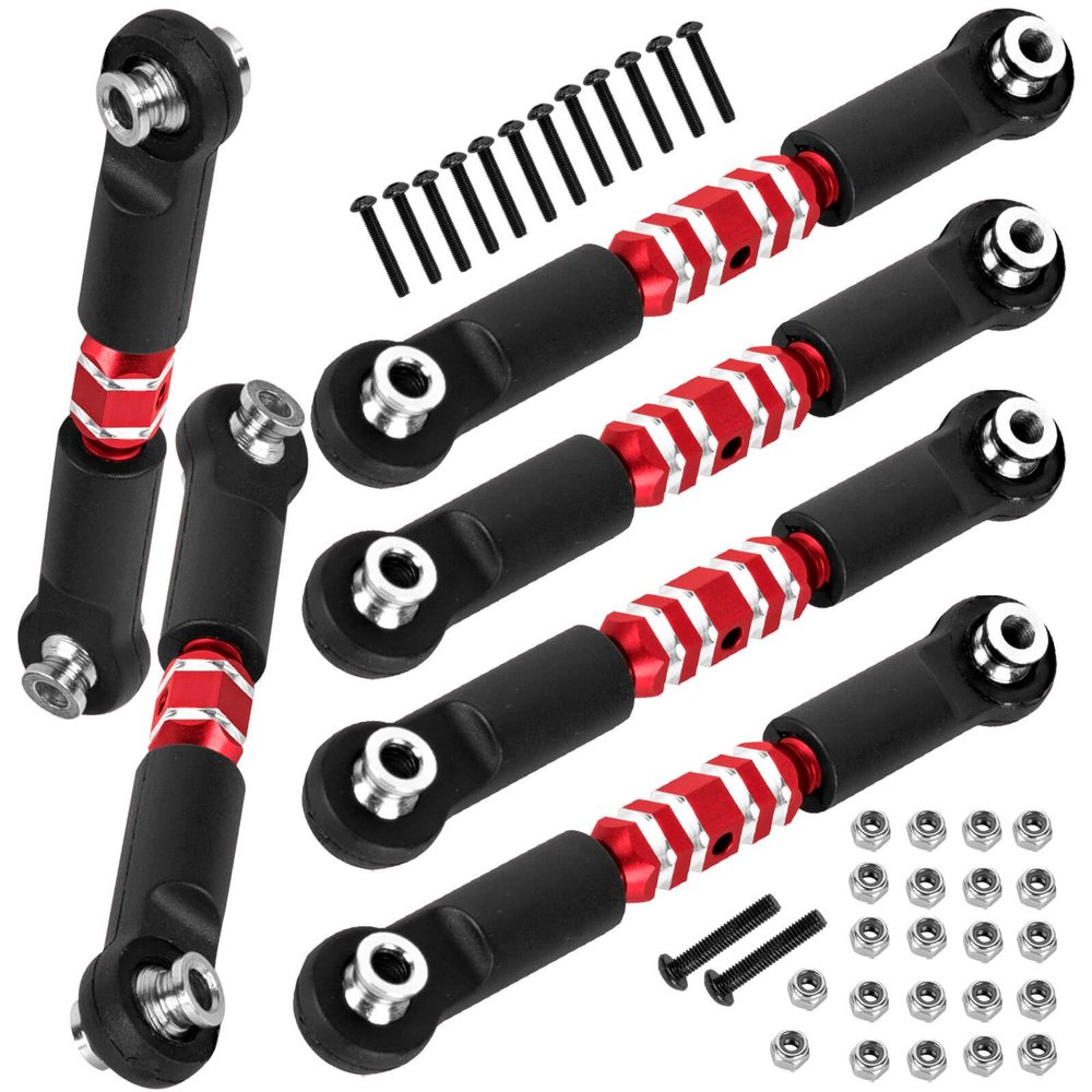 BRCatWPark 6pcs Aluminum Turnbuckles Camber Links Upgrades Part for 1/10 Granite 3S BLX(Mega550) Senton 3S BLX(Mega550) Vorteks 3S BLX(Mega550),RC Alloy Adjustable Turnbuckles Hop-Up,Red