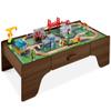 Best Choice Products Large 50in 70-Piece Train Table, Multipurpose Wooden Toy Activity Playset for Children w/Tracks, Reversible Top - Walnut view 1