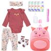 11Pcs Reborn Baby Doll Clothes 17-22 Inch Girl Floral Reborn Doll Clothes with Backpack Newborn Baby Outfits Diapers Bag & Fedding Bottle, Pretend Play Doll Accessories Set view 1