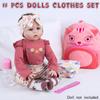 11Pcs Reborn Baby Doll Clothes 17-22 Inch Girl Floral Reborn Doll Clothes with Backpack Newborn Baby Outfits Diapers Bag & Fedding Bottle, Pretend Play Doll Accessories Set view 2