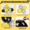 127PCS Black Yellow and Silver Balloons Arch Garland Kit, Bat Theme Balloon Arch for Men with Foil Balloons for Baby Shower Bat Theme Birthday Party Decorations view 3