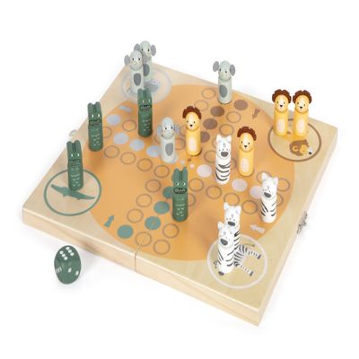 small foot Ludo "Safari" Wooden Travel Game for 4 Players, Board Game for Children from 3 Years, 12642