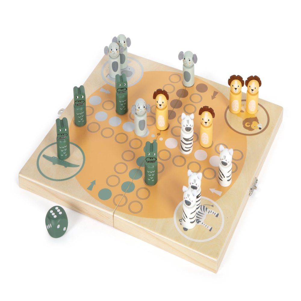 small foot Ludo "Safari" Wooden Travel Game for 4 Players, Board Game for Children from 3 Years, 12642