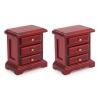 Dollhouse Bedside Table 2PCS Miniature Furniture 1:12 Scale Dollhouse Nightstand Set of 2 Bedroom Drawer Cabinets Model Accessories Mini House Scene Building Tabletop Decorations (Red) view 1