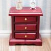 Dollhouse Bedside Table 2PCS Miniature Furniture 1:12 Scale Dollhouse Nightstand Set of 2 Bedroom Drawer Cabinets Model Accessories Mini House Scene Building Tabletop Decorations (Red) view 2