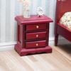 Dollhouse Bedside Table 2PCS Miniature Furniture 1:12 Scale Dollhouse Nightstand Set of 2 Bedroom Drawer Cabinets Model Accessories Mini House Scene Building Tabletop Decorations (Red) view 3