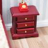 Dollhouse Bedside Table 2PCS Miniature Furniture 1:12 Scale Dollhouse Nightstand Set of 2 Bedroom Drawer Cabinets Model Accessories Mini House Scene Building Tabletop Decorations (Red) view 4