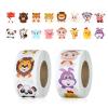 1000pcs Round Animal Stickers - 16 Design Cartoon Wild Roll for Teacher Reward, Classroom, Home, School, Envelope, Card Decoration view 1