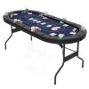 DORTALA Poker Table, 8 Player Foldable Blackjack Table with Cup Holders, Casino Grade Felt, Collapsible Legs, Oval Folding Texas Holdem Poker Table for Card Games, Blue view 1