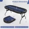 DORTALA Poker Table, 8 Player Foldable Blackjack Table with Cup Holders, Casino Grade Felt, Collapsible Legs, Oval Folding Texas Holdem Poker Table for Card Games, Blue view 2