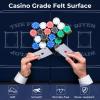 DORTALA Poker Table, 8 Player Foldable Blackjack Table with Cup Holders, Casino Grade Felt, Collapsible Legs, Oval Folding Texas Holdem Poker Table for Card Games, Blue view 3