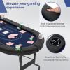 DORTALA Poker Table, 8 Player Foldable Blackjack Table with Cup Holders, Casino Grade Felt, Collapsible Legs, Oval Folding Texas Holdem Poker Table for Card Games, Blue view 4