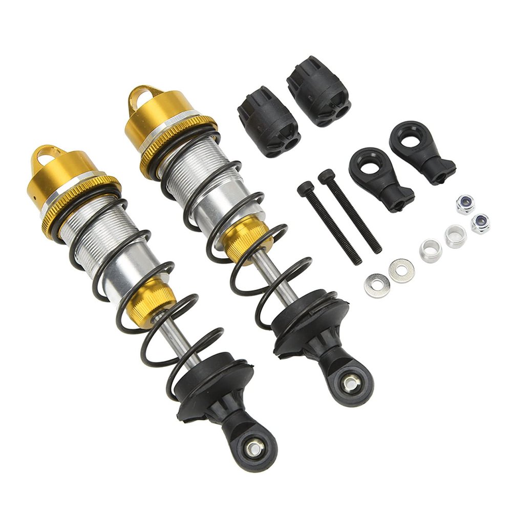 2Pcs RC Car Shock Absorber Aluminum Alloy Balancing Drive High Elasticity RC Front Shock Damper for ARRMA 1/7 1/8 (Gold)