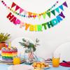 3 Pcs Pre-Strung Reusable Happy Birthday Banner, Handmade Wool Felt Ball Garland, Triangle Flags, Personalized Felt Holiday Sign Pom Pom Garland for Rainbow Party Decorations Fireplace Mantel Wall Window (Birthday Banner + Flags + Rainbow Balls) view 3