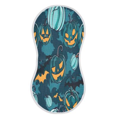 Haskirky 2 Pack Halloween Pumpkins and Bats Baby Burp Cloths Set,Soft Absorbent Burpy Cloth Bib Waterproof Milk Spit Up Rags Cotton Burp Clothes for Newborn Boys Girls,22 x 11 Inch