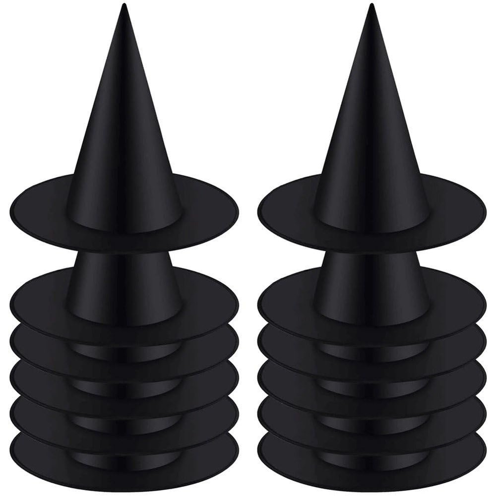 12pcs Witch Hat, Black Witches Hat Halloween Hat Kids Witches Hats for Women Halloween Accessories