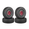 WONFAST 4PCS 1.55 Inch Aluminum Alloy 5Spoke Beadlock Wheel Rim Tyre and 95mm Rubber Tires Set for 1/10 RC Rock Crawler Car Upgrade Parts for Tamiya Axial AX90069 D90 TF2 CC01 LC70 (Red Black) view 1