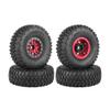 WONFAST 4PCS 1.55 Inch Aluminum Alloy 5Spoke Beadlock Wheel Rim Tyre and 95mm Rubber Tires Set for 1/10 RC Rock Crawler Car Upgrade Parts for Tamiya Axial AX90069 D90 TF2 CC01 LC70 (Red Black) view 2