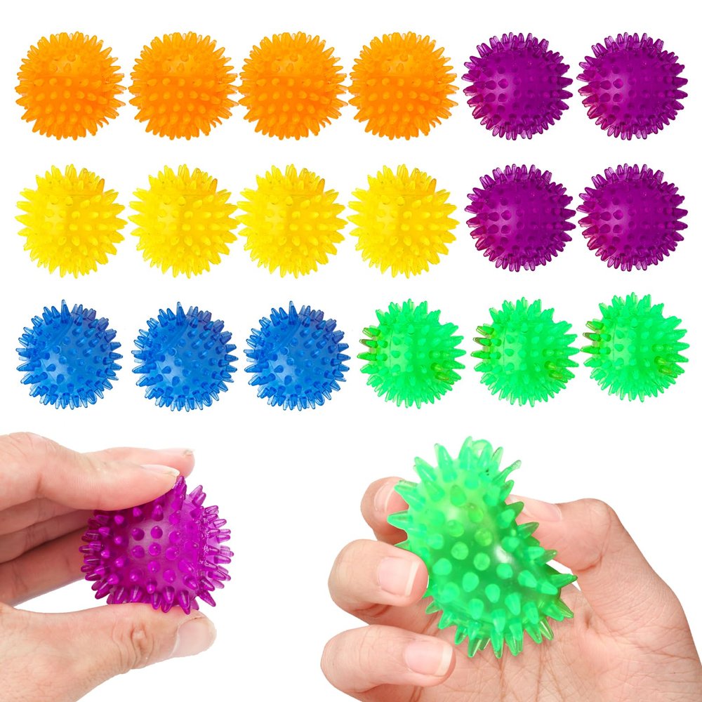 18pcs Fidget Spiky Ball Toys Stress Relief Sensory Toy for Kids Adults Toddlers, Squishy Squeeze Ball for Party Favors, Pinata Fillers, Goodie Bag Stuffers