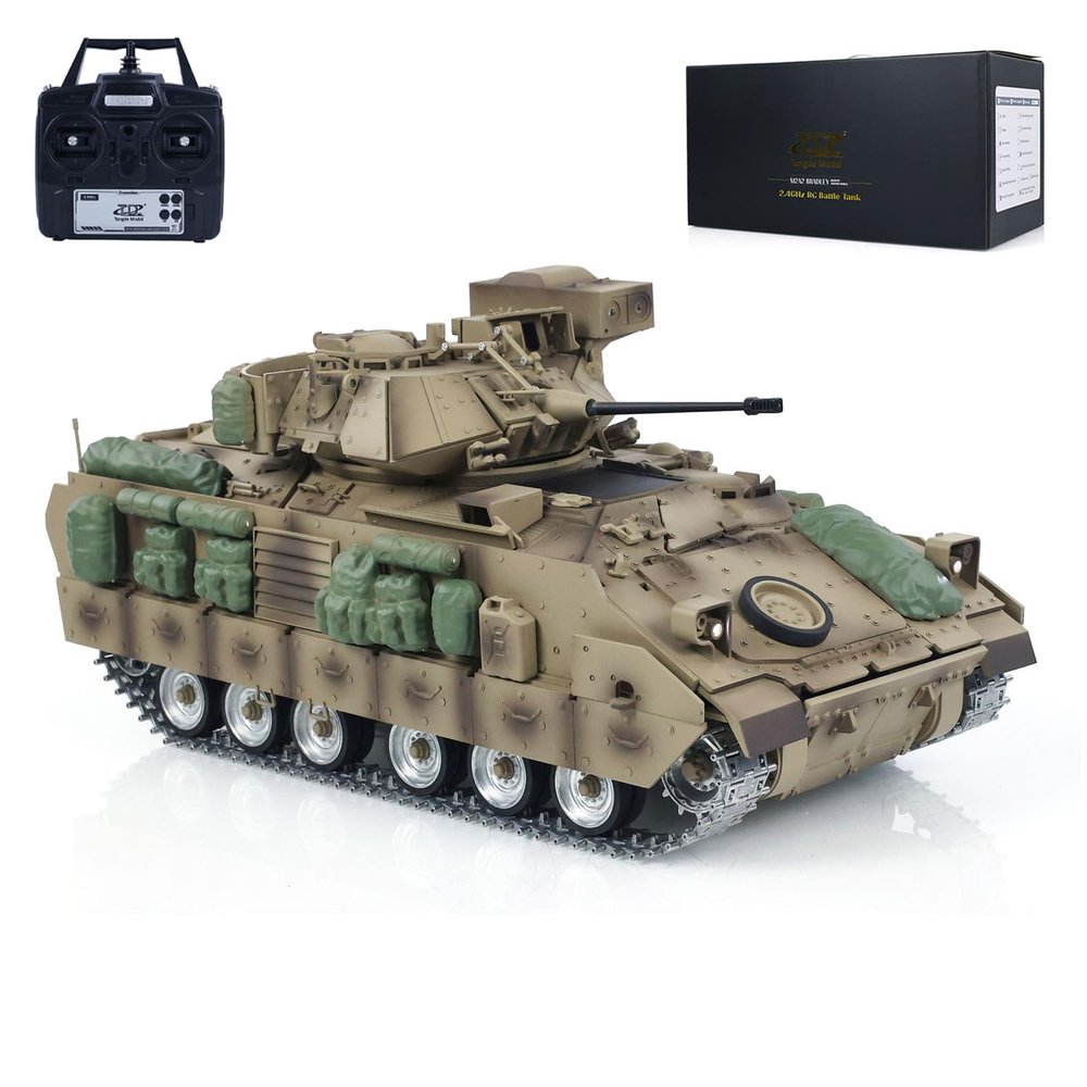 wheelfun US in Stock, 1/16 RC Battle Tank - M2A2 Bradley Infantry Fighting Vehicle with 320 Turret Rotation, Light & Sound, Smoke Unit, Hobby Grade, BB Shooting Airsoft Tank