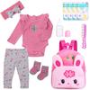 11 Pcs Reborn Baby Doll Clothes Girl 20-22 Inch Newborn Baby Outfits and Diapers Bag Backpack Accessories, Babies Pretend Play Set view 1