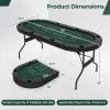 DORTALA Poker Table, 8 Player Foldable Blackjack Table with Cup Holders, Casino Grade Felt, Collapsible Legs, Oval Folding Texas Holdem Poker Table for Card Games, Green view 2
