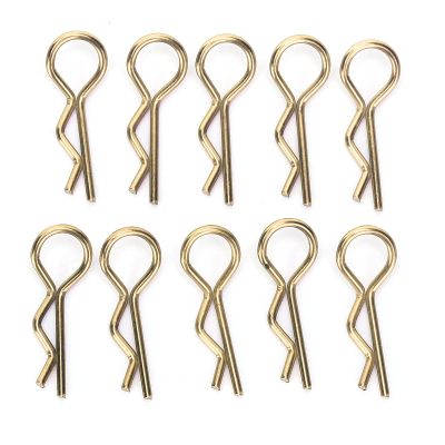 Pwshymi 10Pcs, RC Shell Clips Pins Metal Body Clips for 1/5 1/6 1/8 1/10 RC Car Clips Metal, Strong Durability Small and Lightweight Compatible with 1/5 1/6 1/8 1/10 RC Car (Gold)
