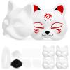 Beaupretty Cat Mask to Paint 1 Set Blank Diy Animal Masks with Hair Strips for Halloween Masquerade Party 7.3 Inch view 1