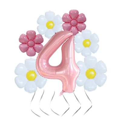 Daisy 4th Birthday Party Decorations - 40" Pink Number 4 Balloon & Supplies