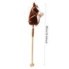 Stick Horse Wooden Pole Handcrafted,Pretend Play,with Realistic Sound Effects Hobby Horse on A Stick for Kids Boys Girls Gift, Coffee with Roller view 2