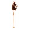 Luwecf Stick Horse Riding Toy Wooden Pole, Fun Pretend Play Hobby Horse with Realistic Sound Effects for Boys Girls, Handcrafted Hobby Horse for Kids 3 Years+ Gift, Style B Coffee (with Roller) view 1