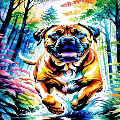 1000 Piece Colorful Animals Adult and Teen Puzzles-Happy Running Themed Puzzles-Bull Mastiff Dog Puzzles,Fun and Challenging Gifts for Friends Bedroom Decorative Art 20x28.8inch