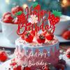 1Pcs Happy Birthday Cake Topper Glitter Strawberry Flower Theme Birthday Cake Pick for Strawberry Theme Baby Shower Kids Birthday Party Cake Decorations Supplies view 3