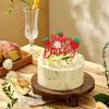 1Pcs Happy Birthday Cake Topper Glitter Strawberry Flower Theme Birthday Cake Pick for Strawberry Theme Baby Shower Kids Birthday Party Cake Decorations Supplies view 4
