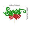 1Pcs Strawberry 1st Birthday Cake Topper Glittergreen and red Sweet One First Birthday Strawberry Cake Pick for Sweet Fruit Theme Baby Shower Kids Birthday Party Supplies view 2
