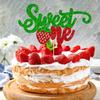 1Pcs Strawberry 1st Birthday Cake Topper Glittergreen and red Sweet One First Birthday Strawberry Cake Pick for Sweet Fruit Theme Baby Shower Kids Birthday Party Supplies view 3