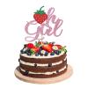 1Pcs Strawberry Oh Girl Cake topper It'a a Girl Strawberry Cake Pick for Fruit Theme Baby Shower Kids Birthday Party Supplies view 1