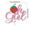 1Pcs Strawberry Oh Girl Cake topper It'a a Girl Strawberry Cake Pick for Fruit Theme Baby Shower Kids Birthday Party Supplies view 2