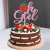 1Pcs Strawberry Oh Girl Cake topper It'a a Girl Strawberry Cake Pick for Fruit Theme Baby Shower Kids Birthday Party Supplies view 4