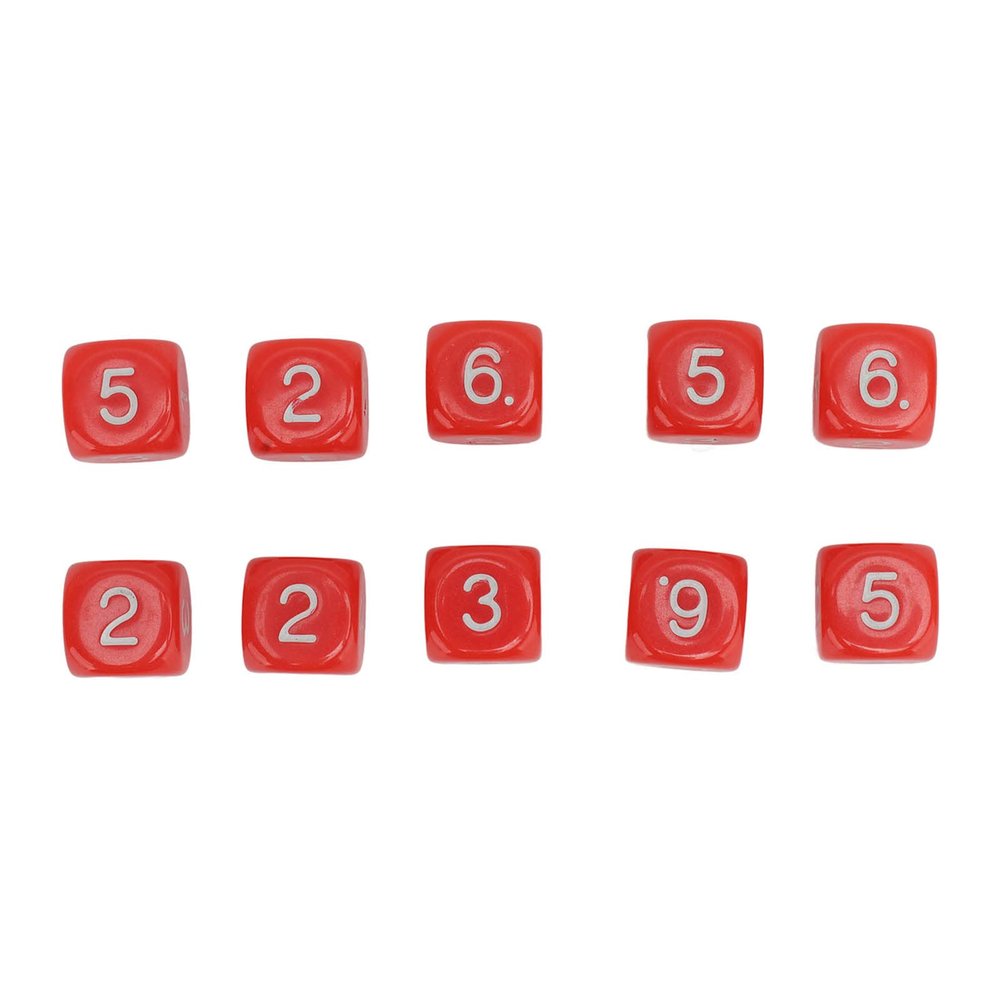 6 Sided Board Game Dice 16mm Number Dice Dice for Numeral Teaching Table Game Polyhedral Dice Classroom Teaching Dice Dice Learning Aid (Red)