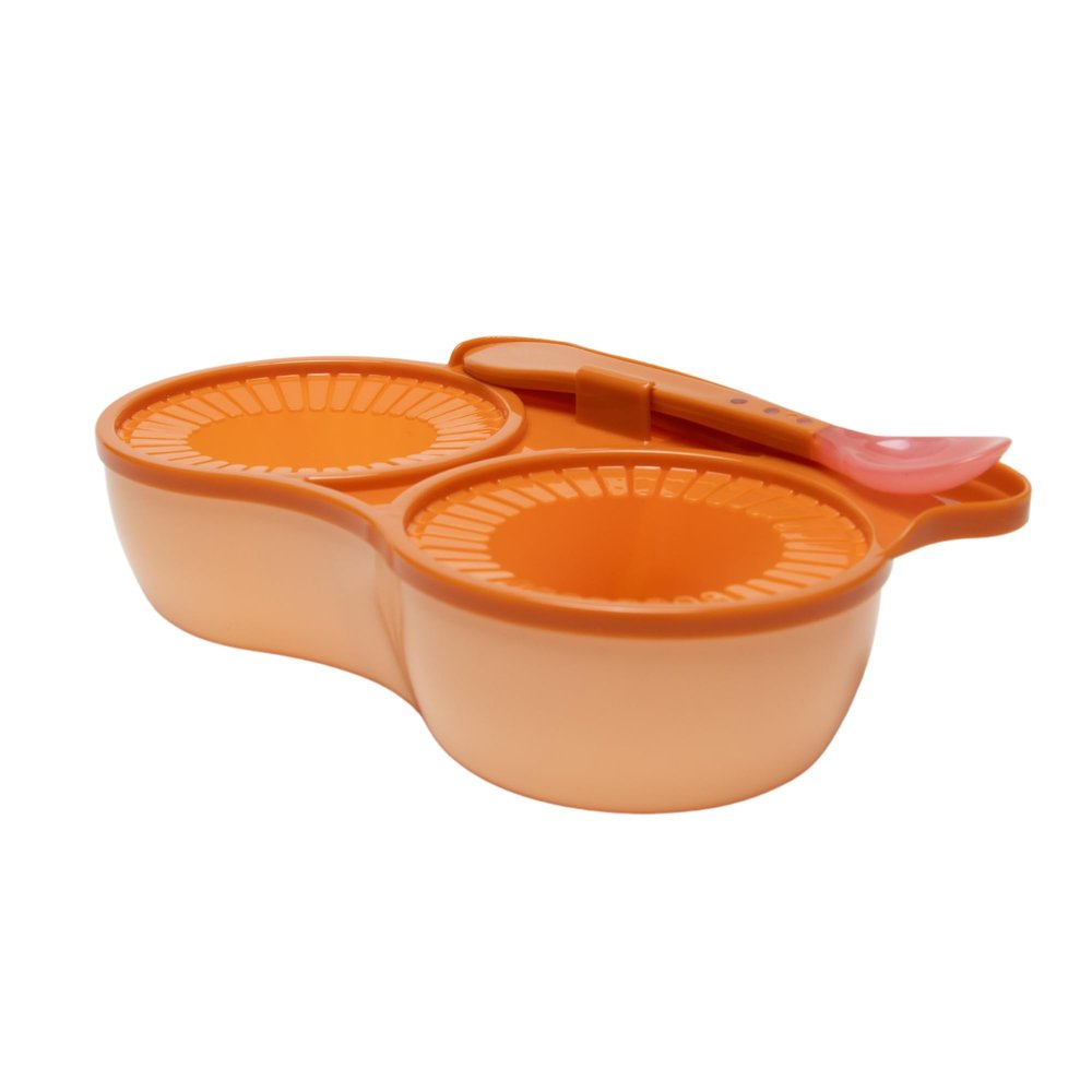 Mommys Helper Perfect Feeder Non-Slip Baby Feeding Bowl with Comfort Grip, Temperature Sensing Spoon, Snap-on Lid; BPA Free, Recycled Plastic (Coastal Coral)