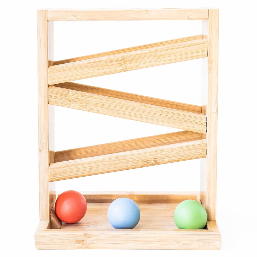 Small Montessori Ball Tracker Wooden Ball Drop - Wood Toys for 3 Year Old - Educational Toy for Baby and Toddler - Ramp Maze Run Track
