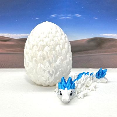 3D Printed Baby Dragon with Dragon Egg, Articulated Clover, Crystal, Easter, Rose, Gemstone, Orchid, Sushi, Woodland Baby Dragon, Fidget ADHD Toy BD007WB-WE (Gemstone Dragon)